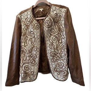 Reba Brown and Cream Embroidered Blazer